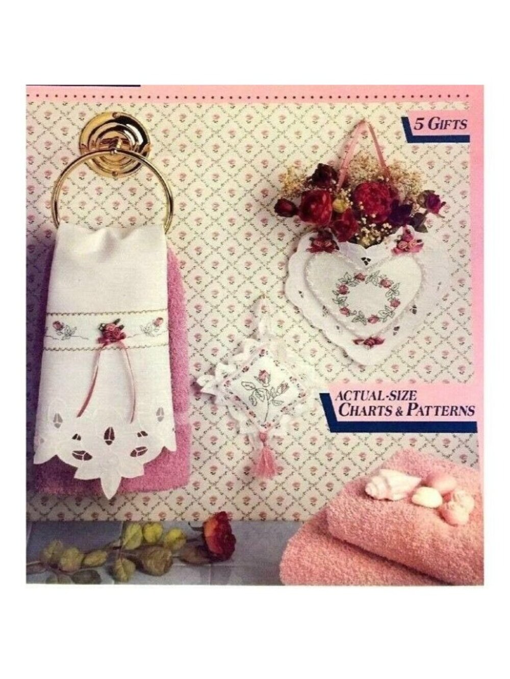 McCalls Romantic Roses Cross-Stitch Pattern Book Gift Designs Actual-Sz Charts